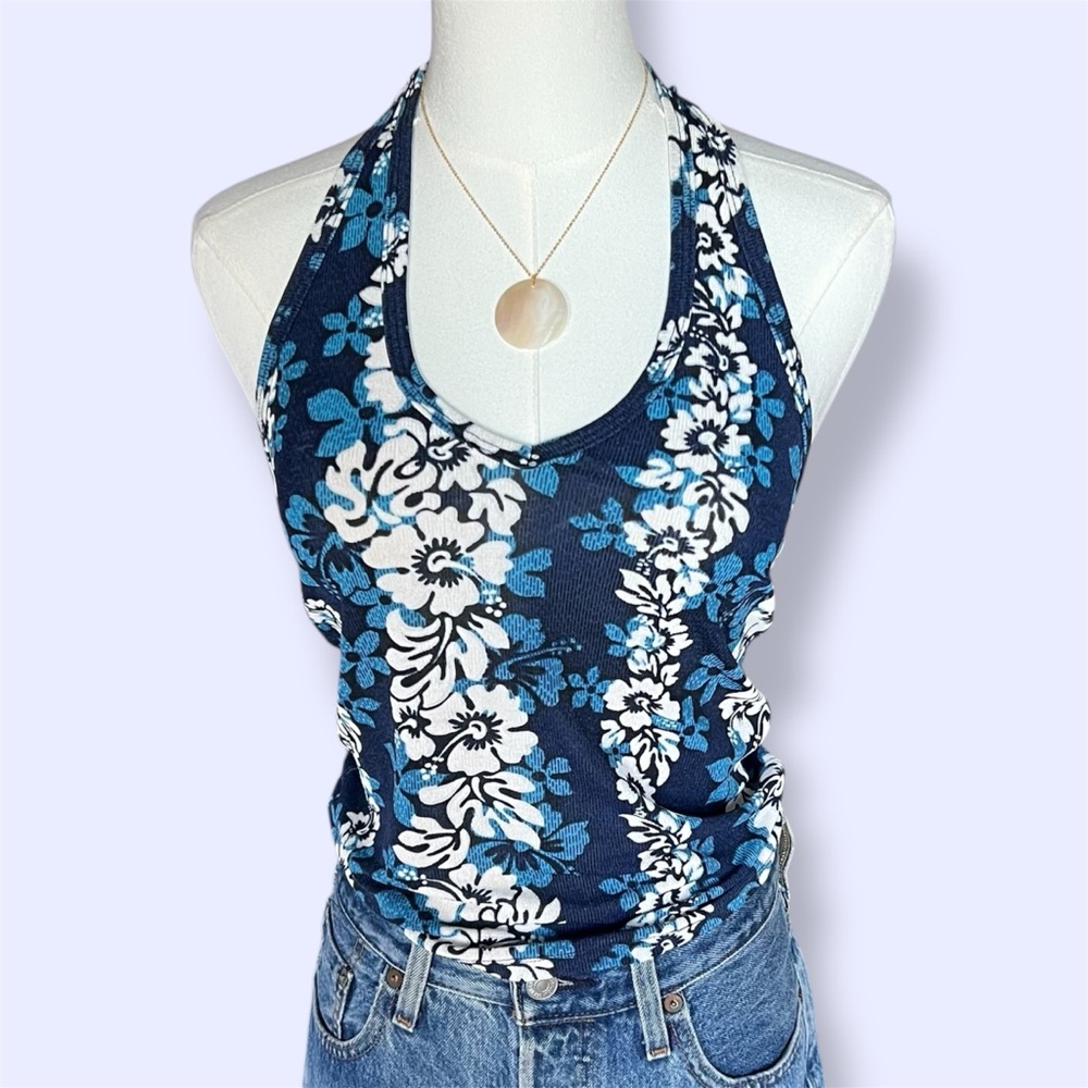 Vintage Y2K Floral Halter Neck Top -Made in Hawaii